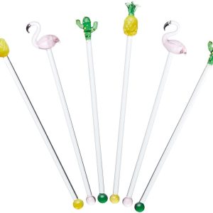 BarCraft Glass Cocktail Stirring Sticks Set of 6