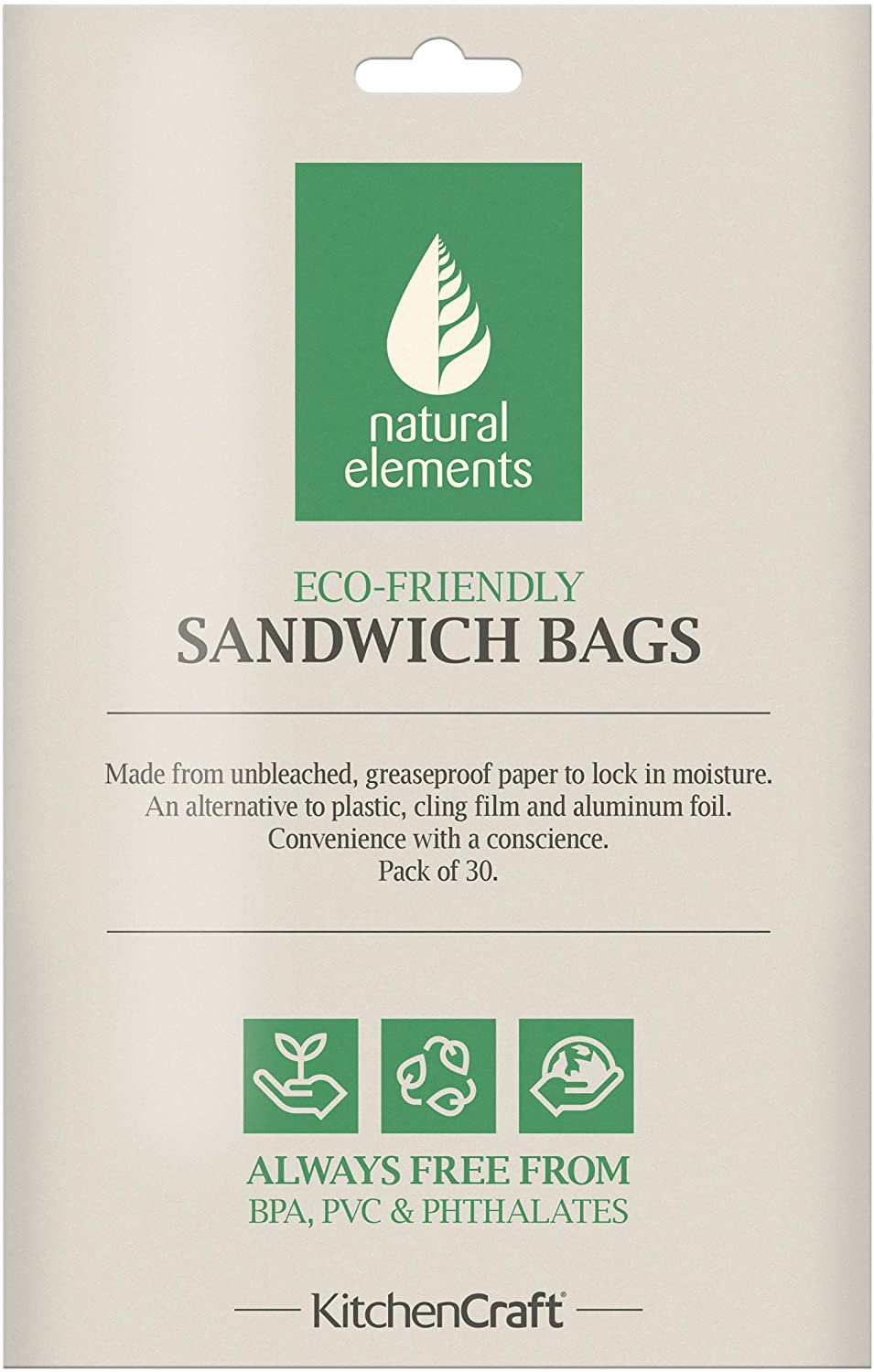 KitchenCraft Natural Elements Eco-Friendly Sandwich Bags 30 Pack - Image 2