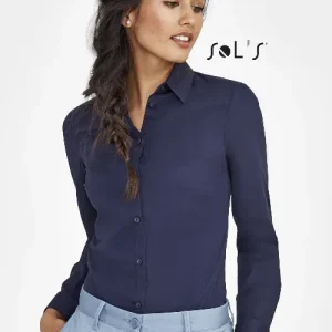 Business shirt  WOMEN’S – LONG SLEEVE STRETCH SHIRT Blek